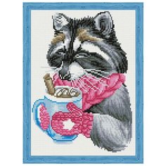 Алмазная мозаика "Уютный енот", 30x40 см Цветной