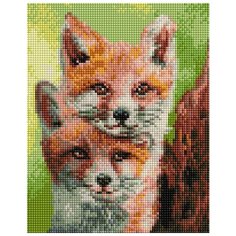 Алмазная мозаика "Лисята", 20x25 см Белоснежка