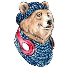 Алмазная мозаика "Мишка", 20x30 см Цветной