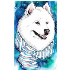 Алмазная мозаика "Белый друг", 20x30 см Цветной