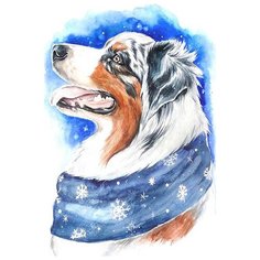 Алмазная мозаика "Зимний пес", 20x30 см Цветной