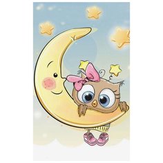 Алмазная мозаика "Малышка на луне", 20x30 см Цветной