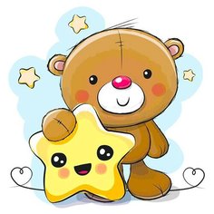 Алмазная мозаика "Медвежонок со звездой", 20x20 см Гранни