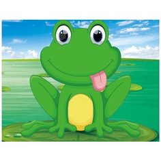 Алмазная мозаика "Забавный лягушонок", 17x22 см Цветной