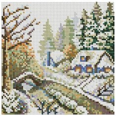 Алмазная мозаика "Зима", 20x20 см Белоснежка