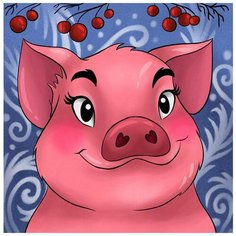 Алмазная мозаика "Свинка", 20x20 см Гранни