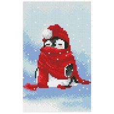 Алмазная мозаика "Пингвин в снегу", 20x30 см Цветной