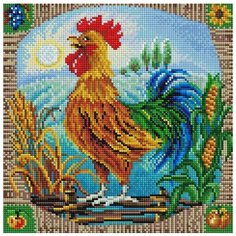 Алмазная мозаика "Петушок", 30x30 см Белоснежка
