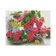 Алмазная мозаика "Яркий букет на столе" Рыжий кот