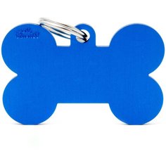 Адресник на ошейник My Family Colors Basic Косточка большая синий