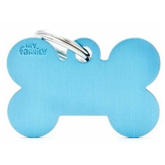 Адресник на ошейник My Family Colors Basic Косточка большая голубой