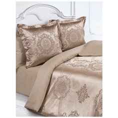 Постельное белье евростандарт ECOTEX Флоранс, сатин, 50 х 70 и 70 х 70 см, коричневый/бежевый