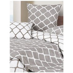 Постельное белье 1.5-спальное ECOTEX Хэмптон, сатин, 70 х 70 см, серый