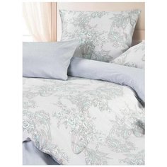 Постельное белье 1.5-спальное ECOTEX Корнелия, сатин, 70 х 70 см, серебристый