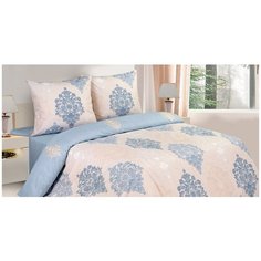 Постельное белье евростандарт ECOTEX Поэтика Влечение, поплин, 70 х 70 см, белый/голубой