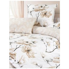 Постельное белье 2-спальное ECOTEX Рузена, сатин, 50 х 70 и 70 х 70 см, белый