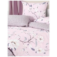 Постельное белье 2-спальное ECOTEX Марлен, сатин, 50 х 70 и 70 х 70 см, розовый/фиолетовый