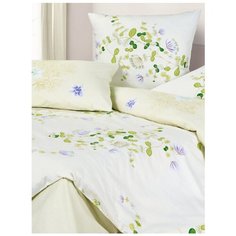 Постельное белье 2-спальное ECOTEX Цветочный ноктюрн, сатин, 50 х 70 и 70 х 70 см, белый