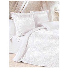 Постельное белье евростандарт ECOTEX Эстетика Бриллиант, сатин, 50 х 70 и 70 х 70 см, серебристый/белый