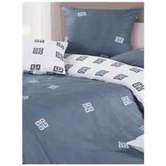 Постельное белье 1.5-спальное ECOTEX Коломбо, сатин, 70 х 70 см, синий