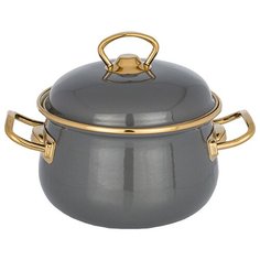 Кастрюля эмалированная 2,8л индукция Agness Deluxe, серый (951-136)
