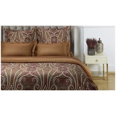 Постельное белье 2-спальное макси ECOTEX Новеллика Виардо, сатин-люкс, 50 х 70 и 70 х 70 см, коричневый