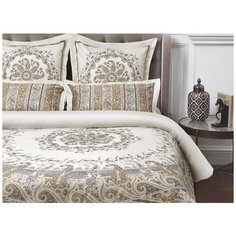 Постельное белье 2-спальное макси ECOTEX Новеллика Мадонна, сатин-люкс, 50 х 70 и 70 х 70 см, бежевый