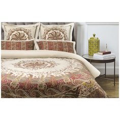 Постельное белье 2-спальное макси ECOTEX Новеллика Рафаэль, сатин, 50 х 70 и 70 х 70 см, бежевый