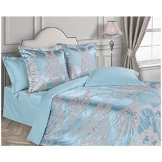 Постельное белье 2-спальное ECOTEX Эстетика Франческа, жаккард, 50 х 70 и 70 х 70 см, голубой