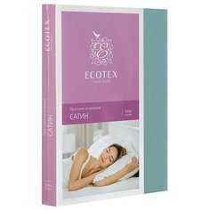 Простыня ECOTEX Сатин на резинке, 140 х 200 см бирюзовый