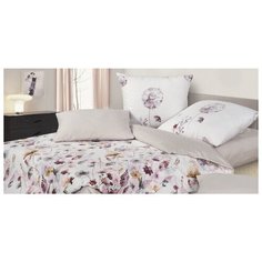 Постельное белье евростандарт ECOTEX Гармоника Блюз, сатин, 50 х 70 и 70 х 70 см, белый/цветы