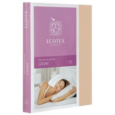 Простыня ECOTEX Сатин на резинке, 160 х 200 см персиковый