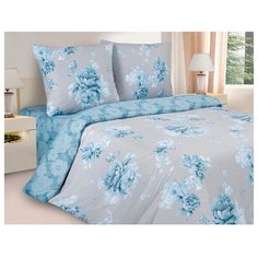 Постельное белье 1.5-спальное ECOTEX Поэтика Под луной, поплин, 70 х 70 см, серый/голубой