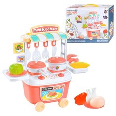 Детская кухня Oubaoloon на колесах, с посудой и аксессуарами, в коробке (8826B)