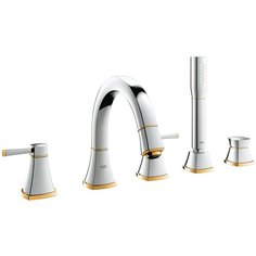 Смеситель для ванны GROHE Grandera с душевым гарнитуром, хром/золото (19919IG0)
