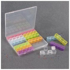 Контейнер для декора прямоуг 14 блоков по 4 ячейки 21*17,5*2,7см разноцвет пакет 5053066 Сима ленд