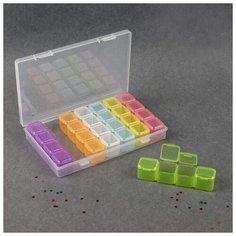 Контейнер для декора прямоуг 7 блоков по 4 ячейки 17,5*10,5*2,5см разноцвет пакет 5053064 Сима ленд