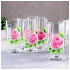 Набор стаканов 230 мл "Розовый букет", 6 шт, в подарочной упаковке 5367941 Gid Glass