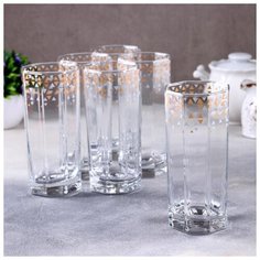 Набор стаканов 380 мл "Абстракция золото-серебро", 6 шт 5367394 Gid Glass