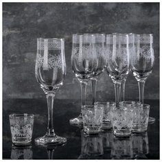Набор "Барокко", 12 предметов: бокалы 190 мл 6 шт, стопки 50 мл 6 шт 4223693 Gid Glass