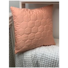 Подушка декоративная, стеганная 40/40 из мако сатина, персик. Farfalina