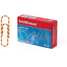 Скрепки металлические с виниловым покрытием ErichKrause Zebra цветные, 33мм (коробка 100 шт.)