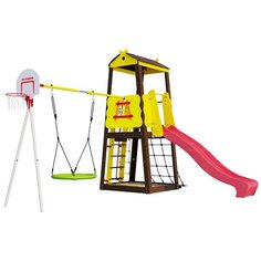 Спортивно-игровой комплекс ROMANA Избушка R.103.29.04 (+ Качели гнездо зеленое тканевое 1.Д-26.03 D80 см)