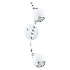 Спот Eglo ПРОМО, 2х2,5W, хром, размеры (мм)-365x70x70, плафон - белый с каймой