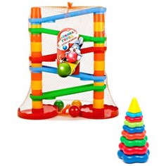 Набор развивающий: Игра "Зайкина горка. Аттракцион №1" + Пирамида детская большая БИПЛАНТ