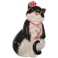 Статуэтка Lefard Кошка, 16 см черный/белый