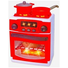 Игровая кухонная плита My Home 3229, с набором посуды и продуктов, конфорки c подсветкой, озвучкой, 21х17.5х13 см Play Smart
