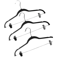 Вешалка-плечики с нескользящим прорезиненным покрытием, набор из 3 штук, 44 см/ Вешалки с зажимом Homy Mood