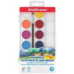 Краски акварельные ErichKrause12 цветов с палитрой и кистью Art Berry