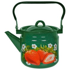 Чайник 2,0л "Клубника садовая" изумрудный , эмалированный СтальЭмаль